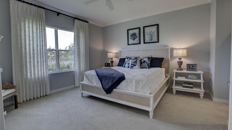Mirabella’s master bedrooms are designed with an open layout that features his and hers closets and a large, fully customizable master bathroom.