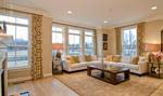 The Stuart great room— with expansive windows, nine-foot ceilings, crown molding and upgraded hardwood floors.