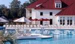 View of the Grand Lake Lodge & Spa and the Jr. Olympic lap pool at Southbridge.
