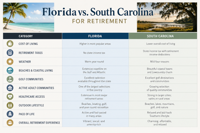 Florida vs South Carolina. Which State is Better for Retirement?