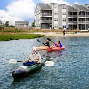 Located alongside the Indian River Bay and White’s Creek in Ocean View, Delaware, this quiet waterfront golf course community offers maintenance-free homes and condos just 15 minutes from Bethany Beach. In addition to a 9-hole Par 3 golf course, amenities include a boat ramp providing direct access to the Indian River Bay, a clubhouse with fitness center, pool, spa and kiddie pool, tennis courts and nature trails. Condos with two to four bedrooms and screened patios from $199,900 to $399,900; Single-family homes from $299,900 to $324,900.